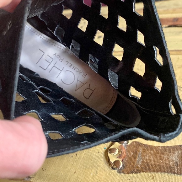 RACHEL RACHEL ROY SUEDE LEATHER BOOT BLACK CUTOUT WEDGE BOOTIES 9 M - Picture 8 of 11